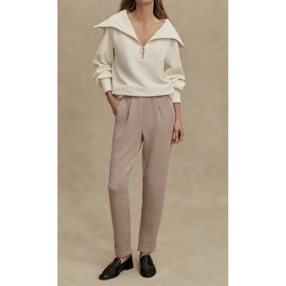 Varley Vine Half Zip Ottoman Ribbed Knit Pullover Beige Top Women's Oversized XS - Picture 3 of 13
